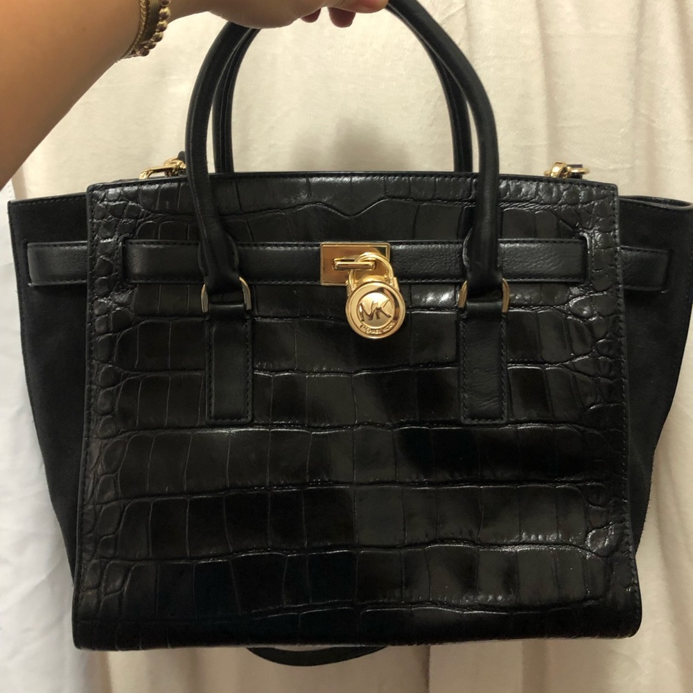 Michael Kors Black Croc Medium crossbody